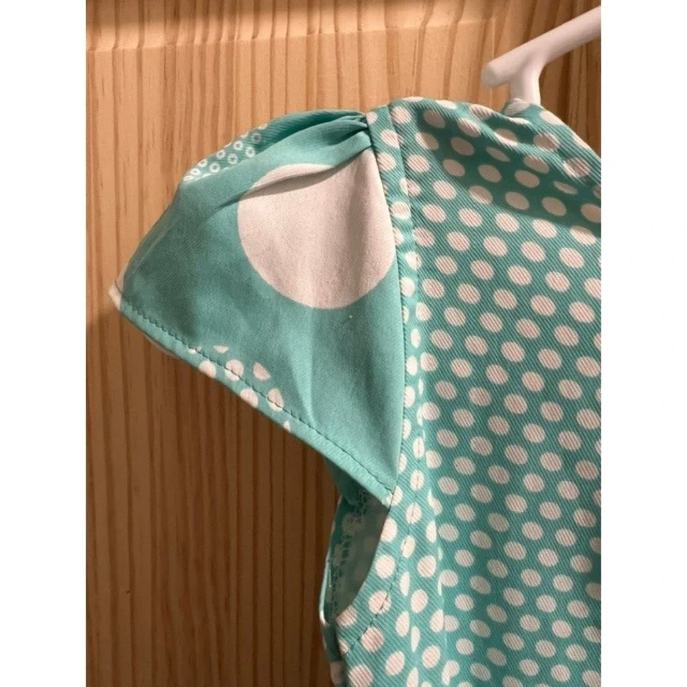 Unbranded Polka Dot Dress Kids Medium Aqua Blue Good Fit and Flare Cap Sleeve